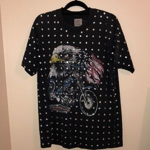 LF Rhinestones Distressed T-Shirt NWT